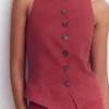 Square Neck Linen Waistcoat Rich Chestnut Square Neck Linen Waistcoat Rich Chestnut