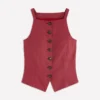 Square Neck Linen Waistcoat Rich Chestnut Square Neck Linen Waistcoat Rich Chestnut