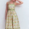Square Neck Occasion Dress Ivory, Blossom Trail Square Neck Occasion Dress Ivory, Blossom Trail
