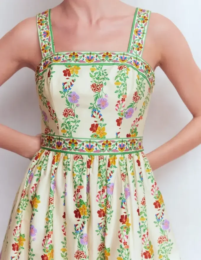 Square Neck Occasion Dress Ivory, Blossom Trail Square Neck Occasion Dress Ivory, Blossom Trail