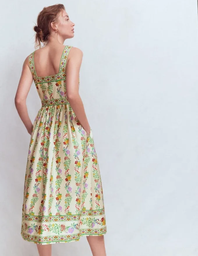 Square Neck Occasion Dress Ivory, Blossom Trail Square Neck Occasion Dress Ivory, Blossom Trail