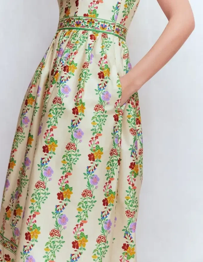 Square Neck Occasion Dress Ivory, Blossom Trail Square Neck Occasion Dress Ivory, Blossom Trail
