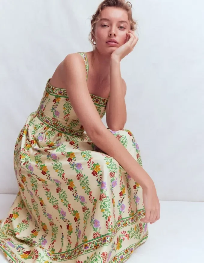 Square Neck Occasion Dress Ivory, Blossom Trail Square Neck Occasion Dress Ivory, Blossom Trail