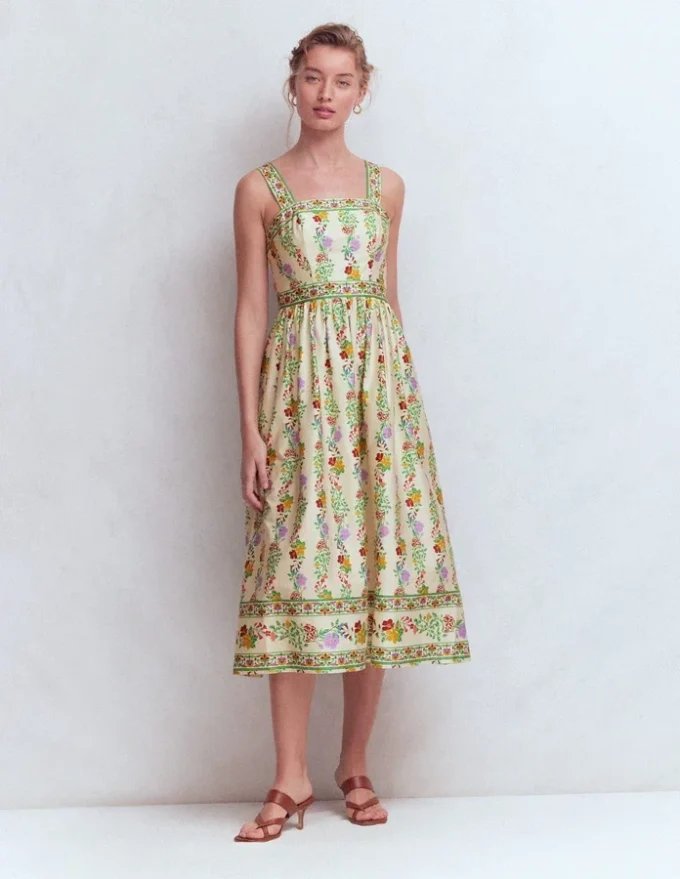 Square Neck Occasion Dress Ivory, Blossom Trail Square Neck Occasion Dress Ivory, Blossom Trail
