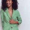 Stamford Linen Blazer Aloe Green Chambray Stamford Linen Blazer Aloe Green Chambray