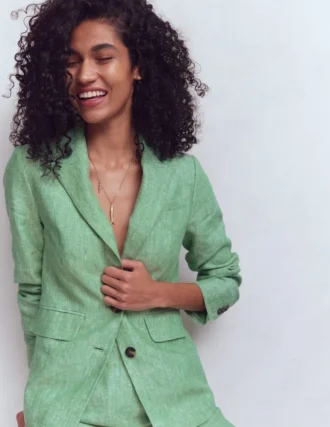 Stamford Linen Blazer Aloe Green Chambray