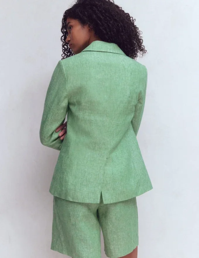 Stamford Linen Blazer Aloe Green Chambray Stamford Linen Blazer Aloe Green Chambray