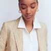 Stamford Linen Blazer Brown, Ivory Ticking Stripe Stamford Linen Blazer Brown, Ivory Ticking Stripe