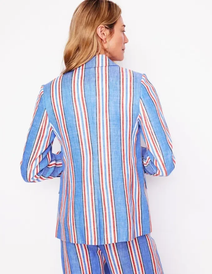 Stamford Linen Blazer Peacock Plume, Red Stripe Stamford Linen Blazer Peacock Plume, Red Stripe