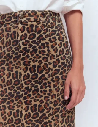 Straight Denim Skirt Animal Print