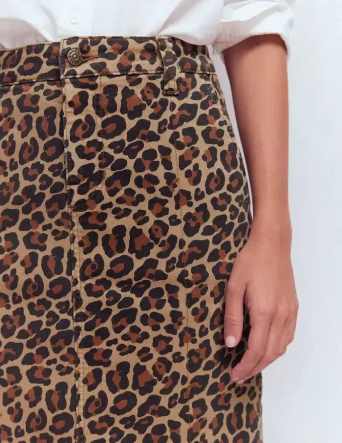 Straight Denim Skirt Animal Print Straight Denim Skirt Animal Print