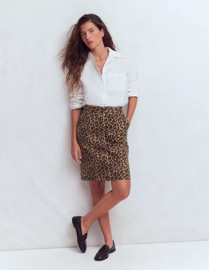 Straight Denim Skirt Animal Print Straight Denim Skirt Animal Print