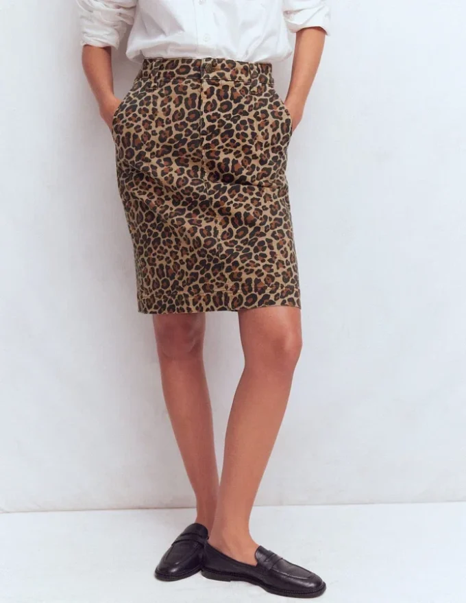 Straight Denim Skirt Animal Print Straight Denim Skirt Animal Print