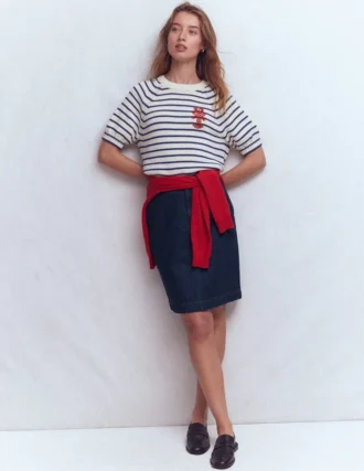 Straight Denim Skirt Indigo