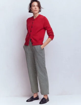 Straight Leg Chino Pants Blue and Ivory Stripe
