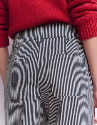 Straight Leg Chino Pants Blue and Ivory Stripe
