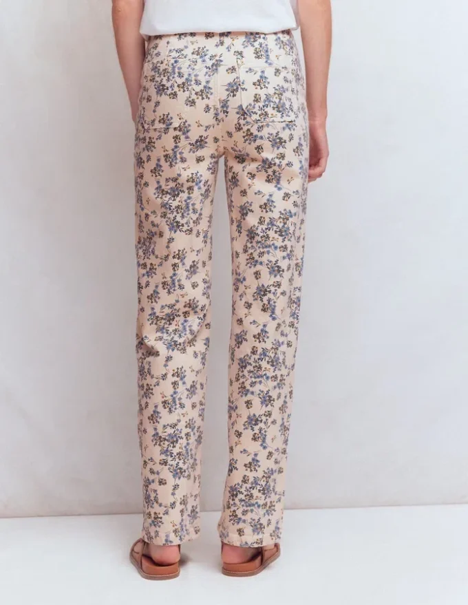 Straight Leg Pocket Jeans Ivory Floral Straight Leg Pocket Jeans Ivory Floral