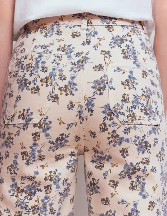 Straight Leg Pocket Jeans Ivory Floral Straight Leg Pocket Jeans Ivory Floral