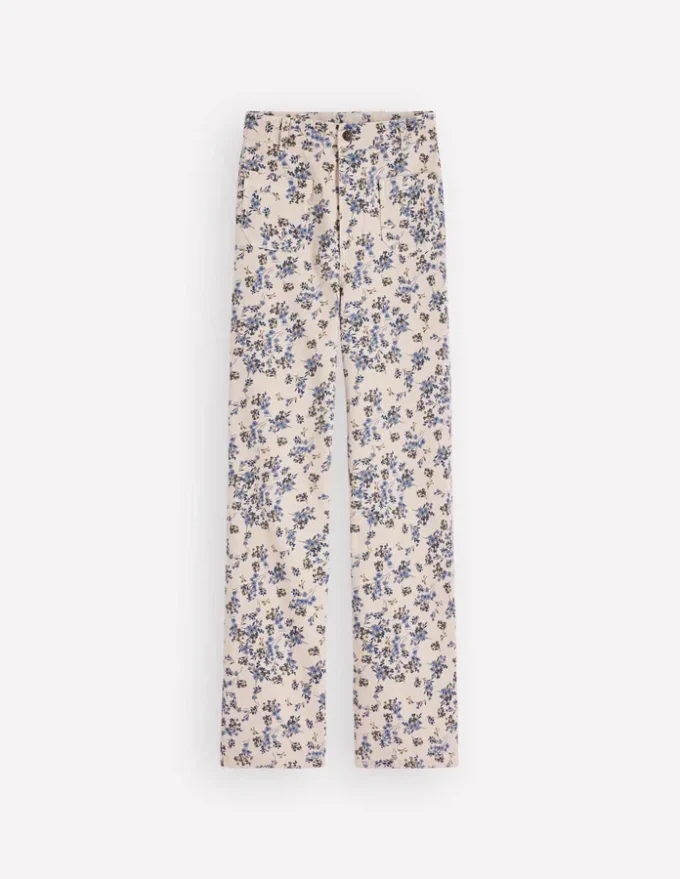 Straight Leg Pocket Jeans Ivory Floral Straight Leg Pocket Jeans Ivory Floral