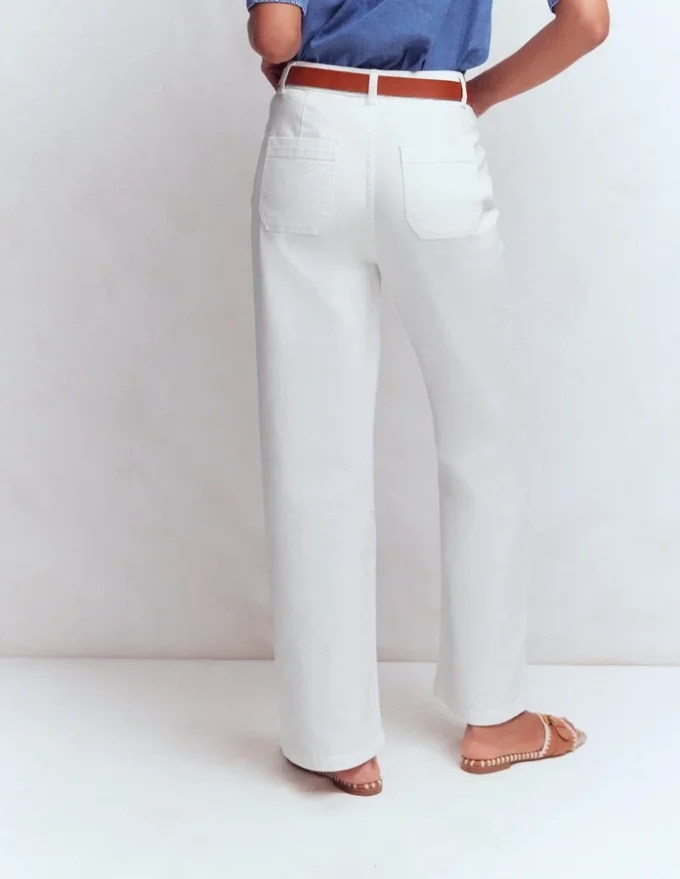 Straight Leg Pocket Jeans White Straight Leg Pocket Jeans White