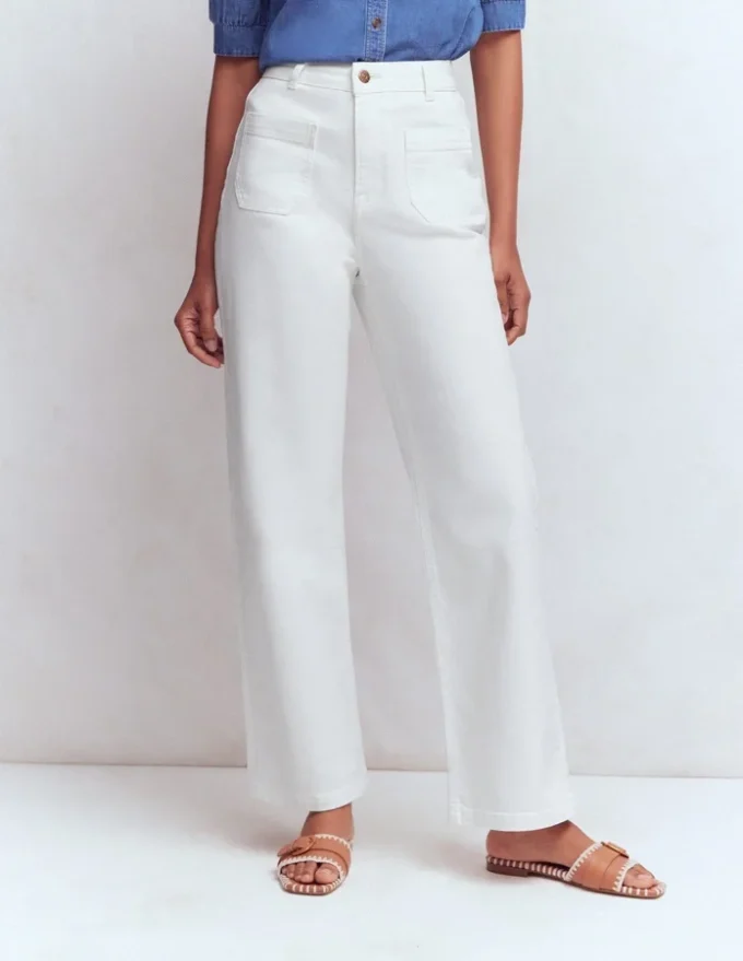 Straight Leg Pocket Jeans White Straight Leg Pocket Jeans White