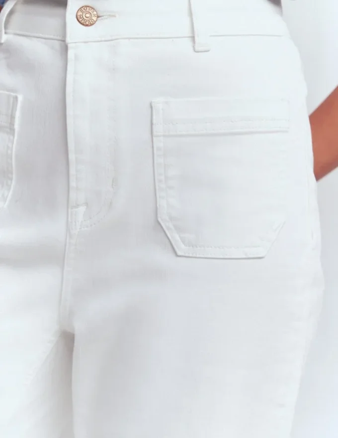 Straight Leg Pocket Jeans White Straight Leg Pocket Jeans White