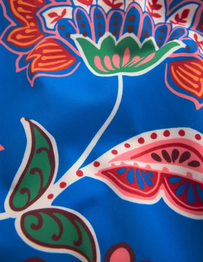 Strap Print Swimsuit Blue, Elegant Blossom Strap Print Swimsuit Blue, Elegant Blossom