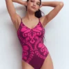 Strap Print Swimsuit Chocberry, Decorative Lattice Strap Print Swimsuit Chocberry, Decorative Lattice