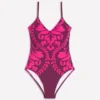 Strap Print Swimsuit Chocberry, Decorative Lattice Strap Print Swimsuit Chocberry, Decorative Lattice