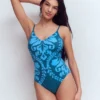 Strap Print Swimsuit Green, Decorative Lattice Strap Print Swimsuit Green, Decorative Lattice