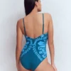 Strap Print Swimsuit Green, Decorative Lattice Strap Print Swimsuit Green, Decorative Lattice