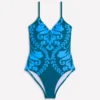 Strap Print Swimsuit Green, Decorative Lattice Strap Print Swimsuit Green, Decorative Lattice