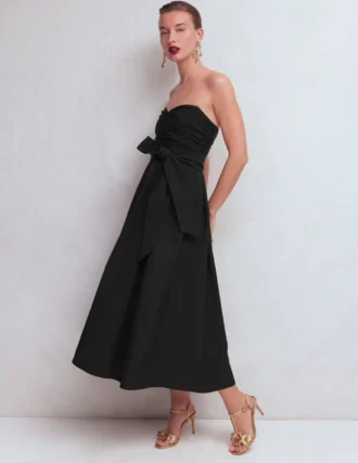 Strapless Taffeta Dress Black