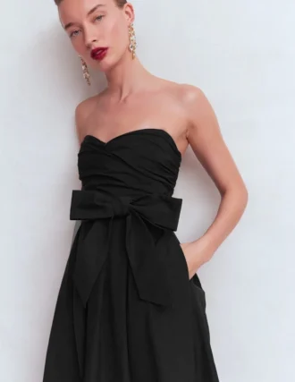 Strapless Taffeta Dress Black