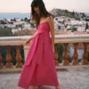 Strapless Taffeta Dress Bright Pink Strapless Taffeta Dress Bright Pink
