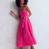 Strapless Taffeta Dress Bright Pink Strapless Taffeta Dress Bright Pink