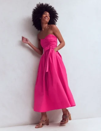 Strapless Taffeta Dress Bright Pink