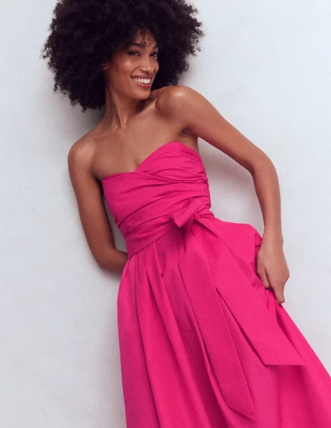 Strapless Taffeta Dress Bright Pink Strapless Taffeta Dress Bright Pink