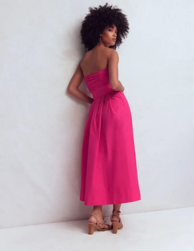 Strapless Taffeta Dress Bright Pink Strapless Taffeta Dress Bright Pink