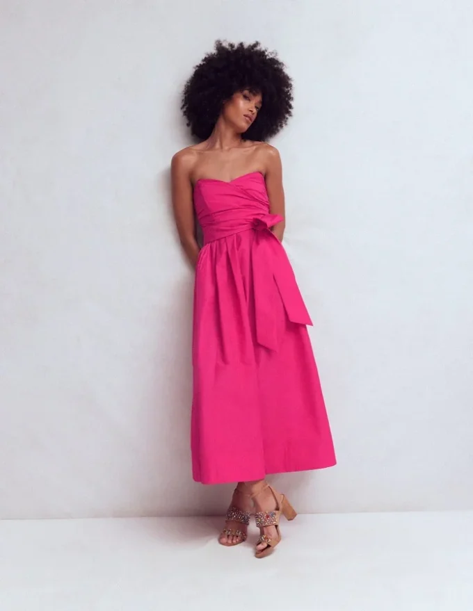 Strapless Taffeta Dress Bright Pink Strapless Taffeta Dress Bright Pink