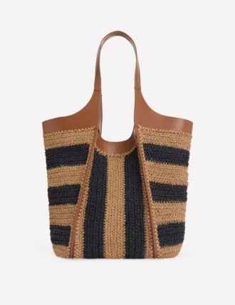 Straw Tote Navy/Natural Stripe