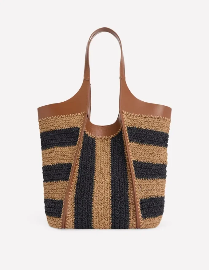 Straw Tote Navy/Natural Stripe Straw Tote Navy/Natural Stripe