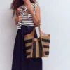Straw Tote Navy/Natural Stripe Straw Tote Navy/Natural Stripe