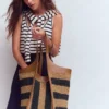 Straw Tote Navy/Natural Stripe Straw Tote Navy/Natural Stripe