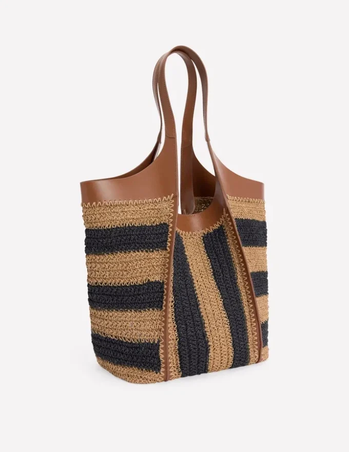 Straw Tote Navy/Natural Stripe Straw Tote Navy/Natural Stripe