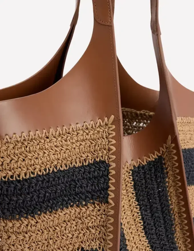 Straw Tote Navy/Natural Stripe Straw Tote Navy/Natural Stripe