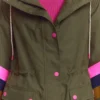 Striped Longline Rain Mac Woodland Green Stripe