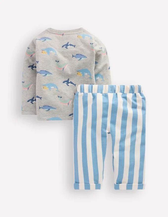 Striped Sweat Play Set Blue Stripe Whales