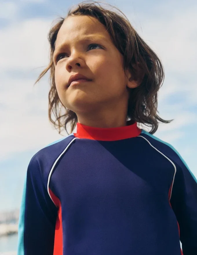 Sun Safe Col Block Rash Vest Mazarine Blue