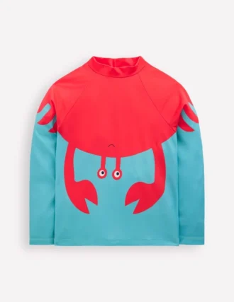 Sun Safe Fun Rash Vest Aqua Sea Blue Crab